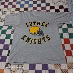 VTG Luther‎ Knights Football Screen Stars Single Stitch T Shirt Size Large Gray